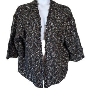 Maurices Womens Sz S Open Cardigan Oversized 3/4 Sleeve Hanky Hem Crochet Boho
